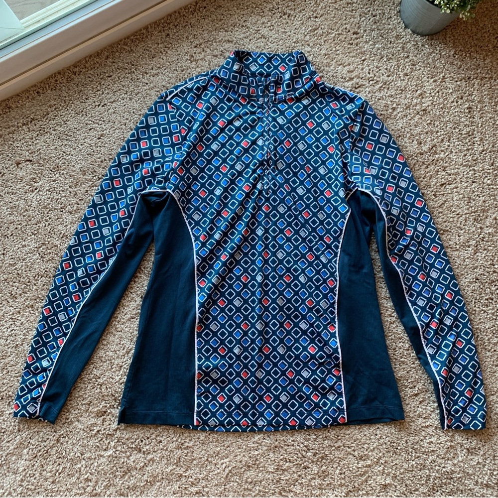 Peter Millar Quarter Zip Medium Blue E4 UPF 50 Golf Pullover Mesh Vented